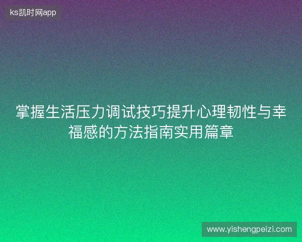 掌握生活压力调试技巧提升心理韧性与幸福感的方法指南实用篇章 掌握生活压力调试技巧提升心理韧性与幸福感的方法指南实用篇章