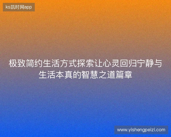极致简约生活方式探索让心灵回归宁静与生活本真的智慧之道篇章